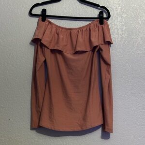 Ultra Flirt Women's Blush Long Sleeve Off-Shoulder Top